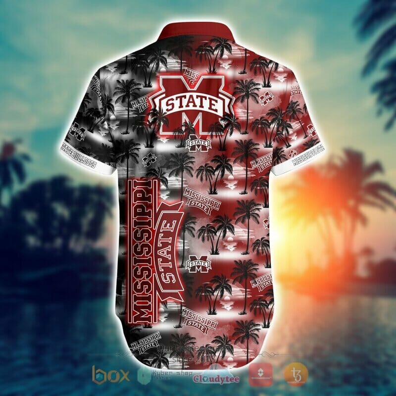 NCAA Mississippi State Bulldogs Coconut Tree Maroon Grey Hawaiian Shirt NCAA Mississippi State Bulldogs Coconut Tree Maroon Grey Hawaiian Shirt