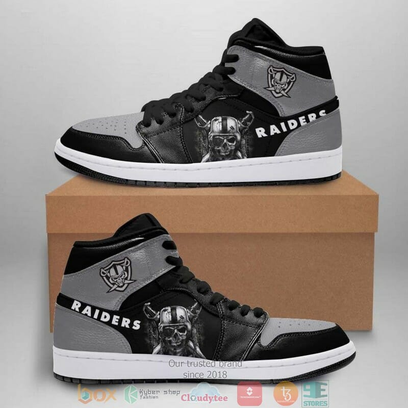 NFL Las Vegas Raiders Black Silver Air Jordan 1 High Sneakers