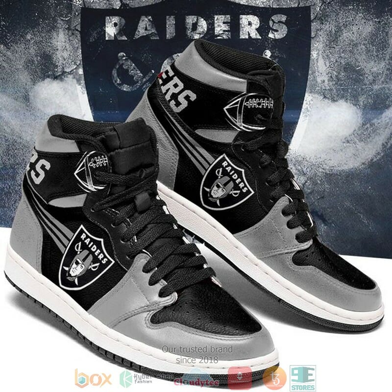 NFL Las Vegas Raiders Silver Black Air Jordan 1 High Sneakers