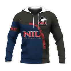 NCAA Northern Illinois Huskies Custom Text Number Blue Black Pullover Hoodie