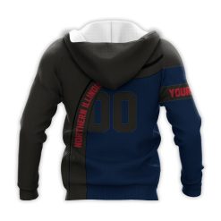Alternative view of NCAA Northern Illinois Huskies Custom Text Number Blue Black Pullover Hoodie
