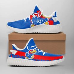 NCAA Kansas Jayhawks Blue Red Yeezy Boost Sneakers