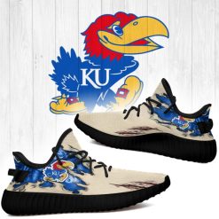 Alternative view of NCAA Kansas Jayhawks Cream Scratch Yeezy Boost Sneakers