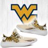 NCAA West Virginia Mountaineers Cream Scratch Yeezy Boost Sneakers