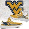 NCAA West Virginia Mountaineers Gold Blue Yeezy Boost Sneakers