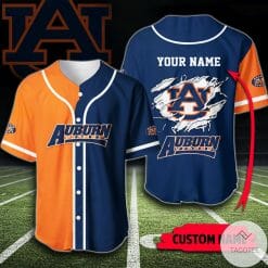 NCAA Auburn Tigers Custom Name Blue Orange Baseball Jersey