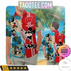 NCAA Wisconsin Badgers Custom Name Mickey Hawaiian Shirt