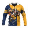 NCAA West Virginia Mountaineers Custom Number Blue Gold Zip Up Hoodie