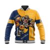 NCAA West Virginia Mountaineers Custom Number Blue Gold Baseball Jacket