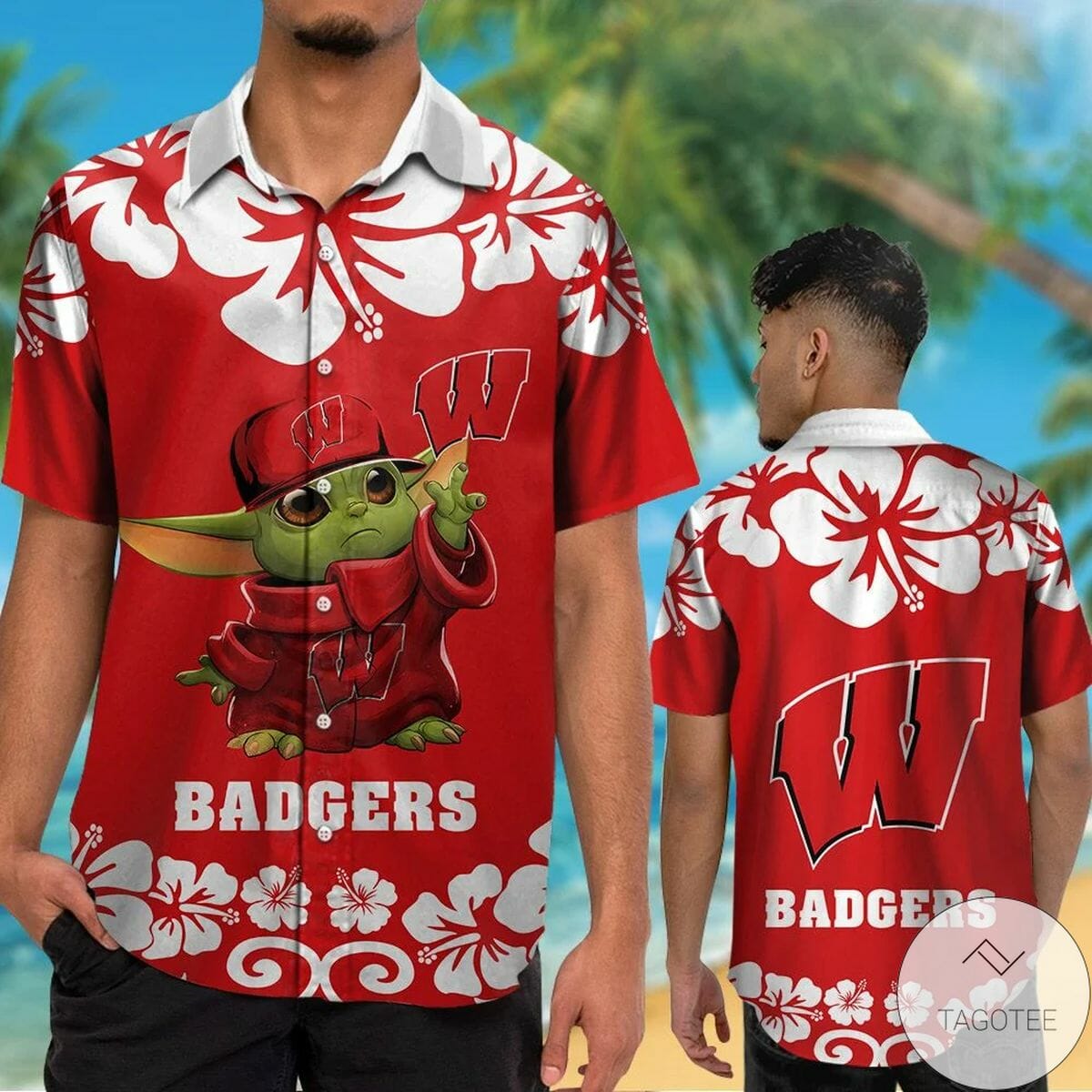 NCAA Wisconsin Badgers Baby Yoda Hawaiian Shirt