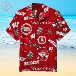 NCAA Wisconsin Badgers Red Hawaiian Shirt