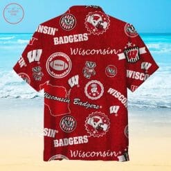 Alternative view of NCAA Wisconsin Badgers Red Hawaiian Shirt