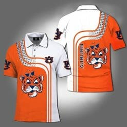 NCAA Auburn Tigers Orange White Mascot Polo Shirt