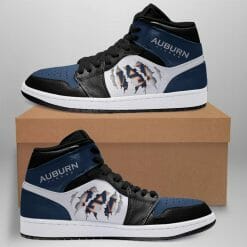 NCAA Auburn Tigers Blue Black Air Jordan 1 High Sneakers V2