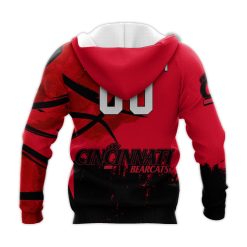 Alternative view of NCAA Cincinnati Bearcats Custom Text Number Red Black Zip Up Hoodie V2