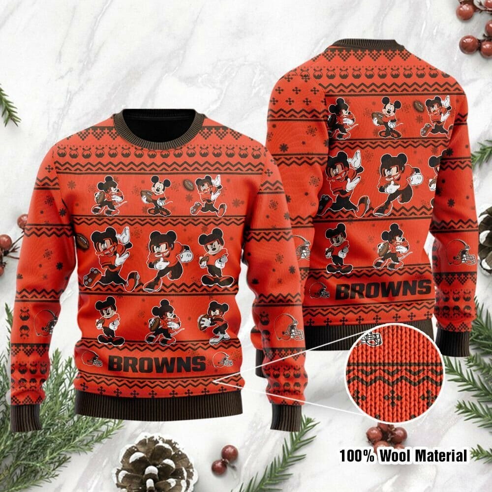 NFL Cleveland Browns Mickey Ugly Christmas Sweater NFL Cleveland Browns Mickey Ugly Christmas Sweater
