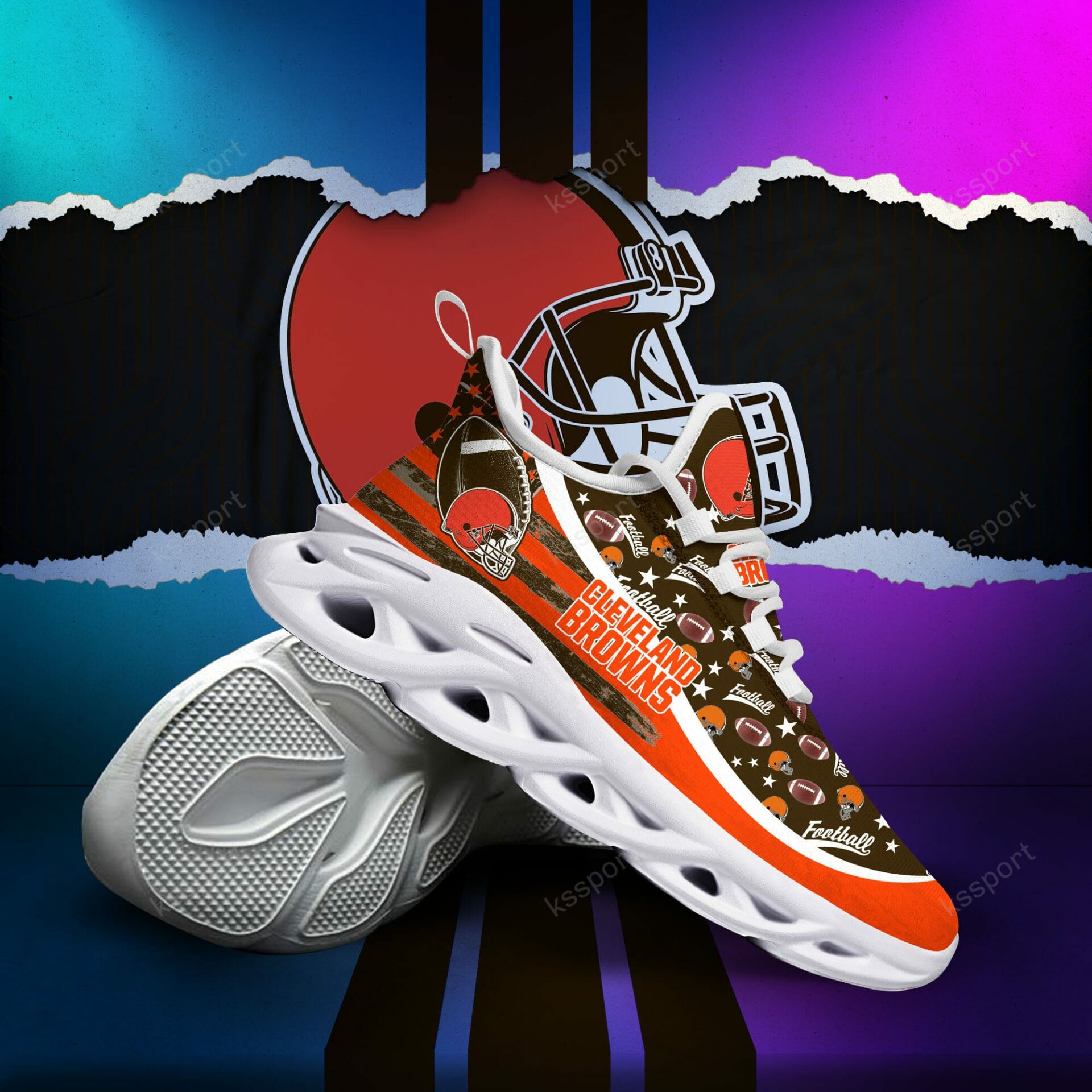 NFL Cleveland Browns Brown Orange Max Soul Shoes V4 NFL Cleveland Browns Brown Orange Max Soul Shoes V4
