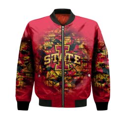 NCAA Iowa State Cyclones Custom Text Number Cardinal Orange Bomber Jacket
