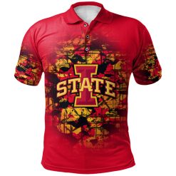 NCAA Iowa State Cyclones Custom Text Number Cardinal Orange Polo Shirt
