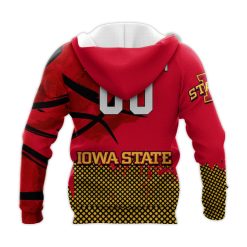 Alternative view of NCAA Iowa State Cyclones Custom Text Number Cardinal Orange Zip Up Hoodie V5