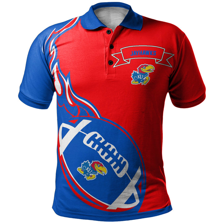 NCAA Kansas Jayhawks Blue Red Polo Shirt