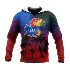 NCAA Kansas Jayhawks Coconut Tree Tropical Pullover Hoodie
