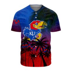 NCAA Kansas Jayhawks Coconut Tree Tropical Baseball Jersey