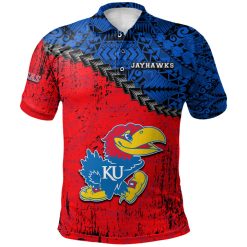 NCAA Kansas Jayhawks Blue Red Polo Shirt V3