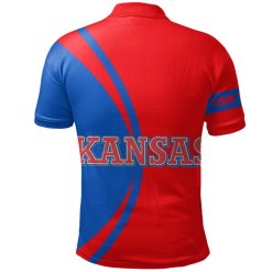Alternative view of NCAA Kansas Jayhawks Custom Text Champions Red Blue Polo Shirt