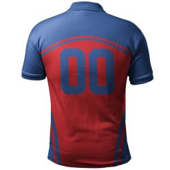 Alternative view of NCAA Kansas Jayhawks Custom Text Number Blue Red Polo Shirt