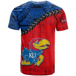 Alternative view of NCAA Kansas Jayhawks Blue Red T-Shirt V3