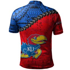 Alternative view of NCAA Kansas Jayhawks Blue Red Polo Shirt V3