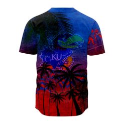 Alternative view of NCAA Kansas Jayhawks Coconut Tree Tropical Baseball Jersey