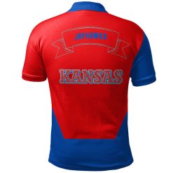 Alternative view of NCAA Kansas Jayhawks Blue Red Polo Shirt