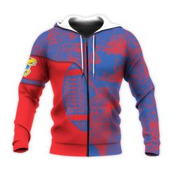 NCAA Kansas Jayhawks Blue Red Zip Up Hoodie V2
