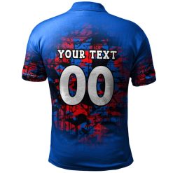 Alternative view of NCAA Kansas Jayhawks Custom Text Number Blue Red Polo Shirt V2