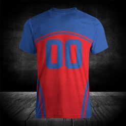 Alternative view of NCAA Kansas Jayhawks Custom Text Number Blue Red T-Shirt