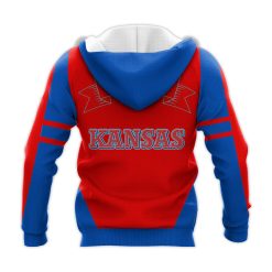 Alternative view of NCAA Kansas Jayhawks Blue Red Pullover Hoodie