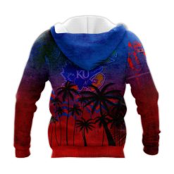 Alternative view of NCAA Kansas Jayhawks Coconut Tree Tropical Zip Up Hoodie
