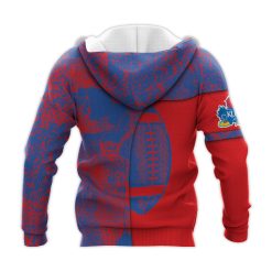 Alternative view of NCAA Kansas Jayhawks Blue Red Zip Up Hoodie V2