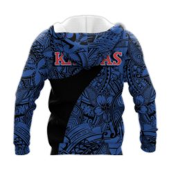 Alternative view of NCAA Kansas Jayhawks Blue Black Pullover Hoodie