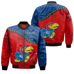 NCAA Kansas Jayhawks Blue Red Bomber Jacket V3