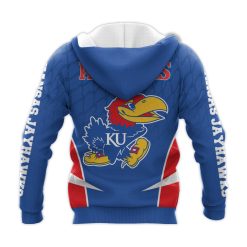 Alternative view of NCAA Kansas Jayhawks Blue Basketball Champions Pullover Hoodie