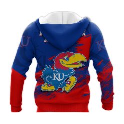 Alternative view of NCAA Kansas Jayhawks Blue Red Champions 2022 Pullover Hoodie