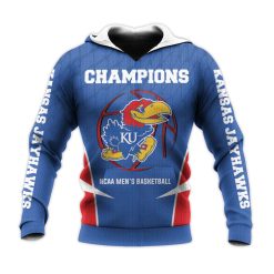 NCAA Kansas Jayhawks Blue Basketball Champions Pullover Hoodie