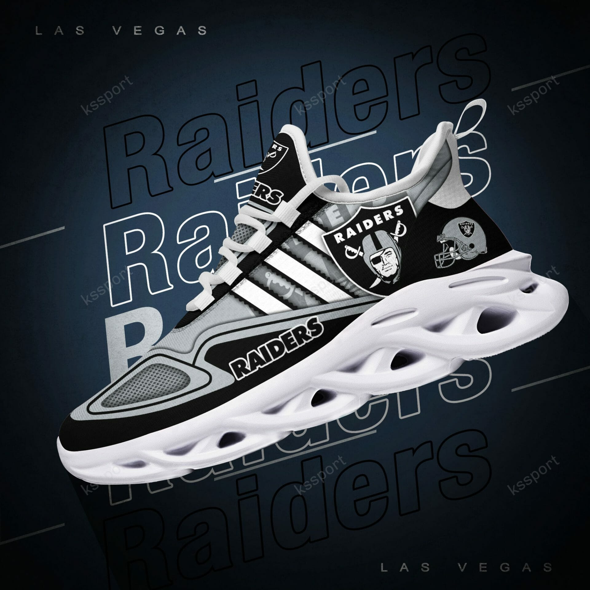 NFL Las Vegas Raiders Silver Black Max Soul Shoes NFL Las Vegas Raiders Silver Black Max Soul Shoes