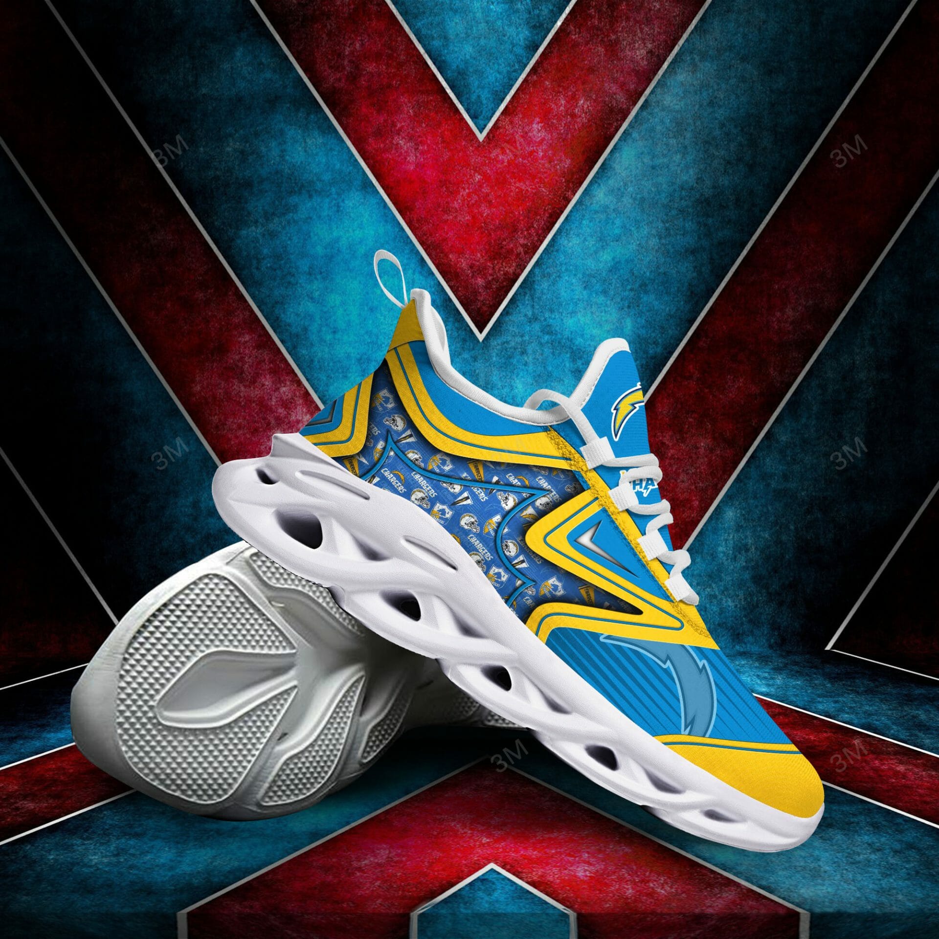 NFL Los Angeles Chargers Powder Blue Gold Max Soul Shoes V4 NFL Los Angeles Chargers Powder Blue Gold Max Soul Shoes V4