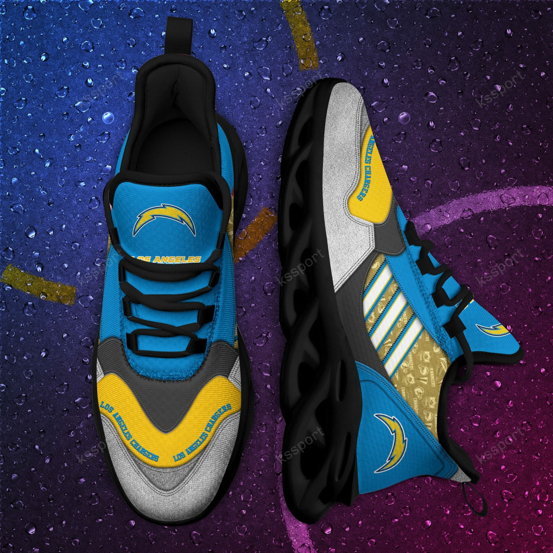 NFL Los Angeles Chargers Powder Blue Gold Max Soul Shoes V2 NFL Los Angeles Chargers Powder Blue Gold Max Soul Shoes V2