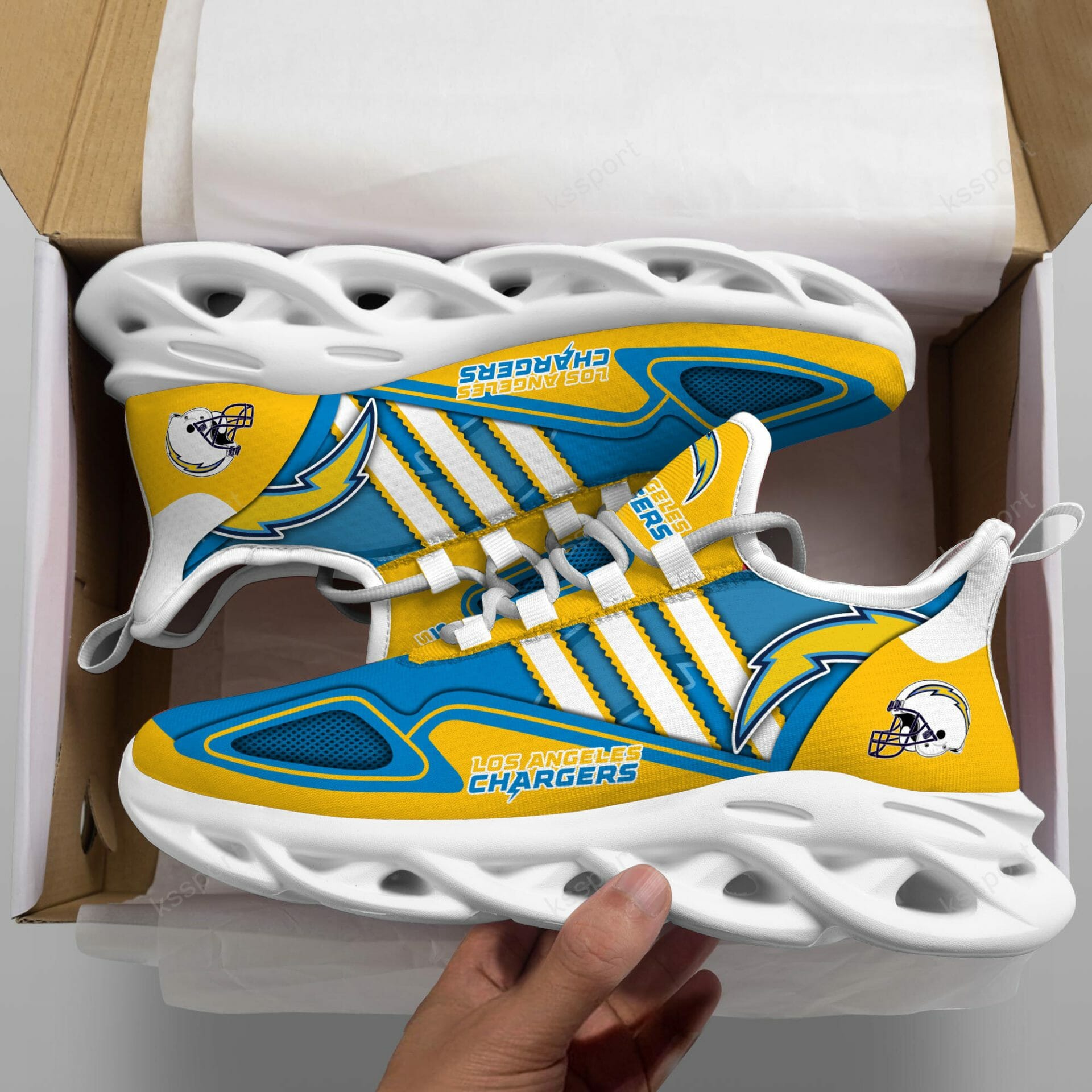 NFL Los Angeles Chargers Gold Powder Blue Max Soul Shoes NFL Los Angeles Chargers Gold Powder Blue Max Soul Shoes