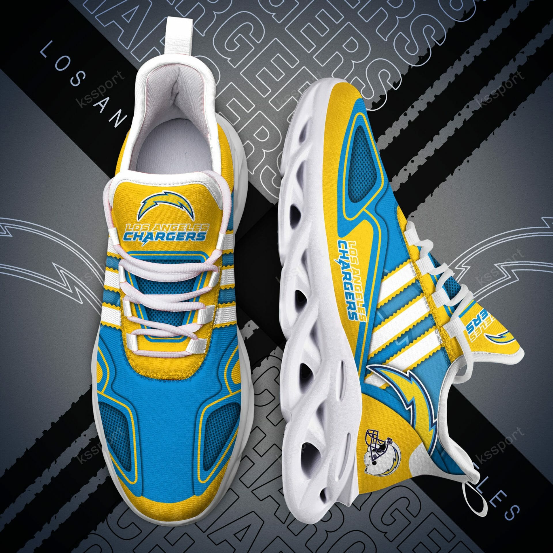 NFL Los Angeles Chargers Gold Powder Blue Max Soul Shoes NFL Los Angeles Chargers Gold Powder Blue Max Soul Shoes